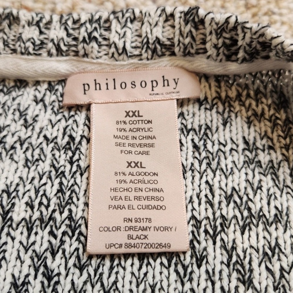 Philosophy Clothing Women's Sweater Knit Pullover Dreamy Ivory Black XXL - Picture 2 of 5